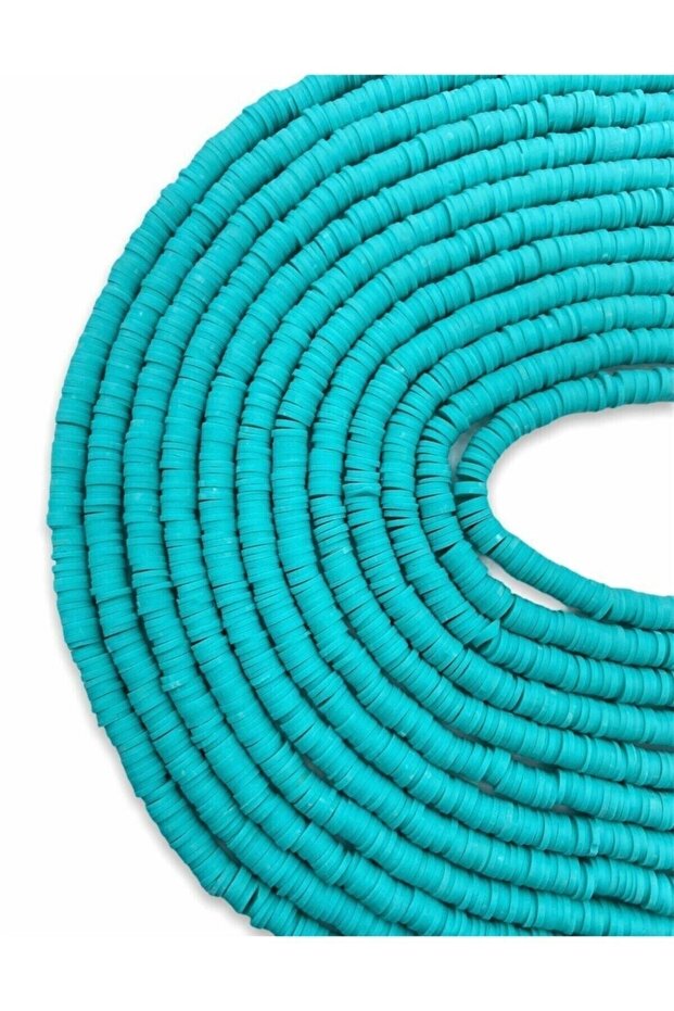 6mm Turquoise Color Polymer Clay Fimo Bead String, 40cm Dough Bead Fimo String