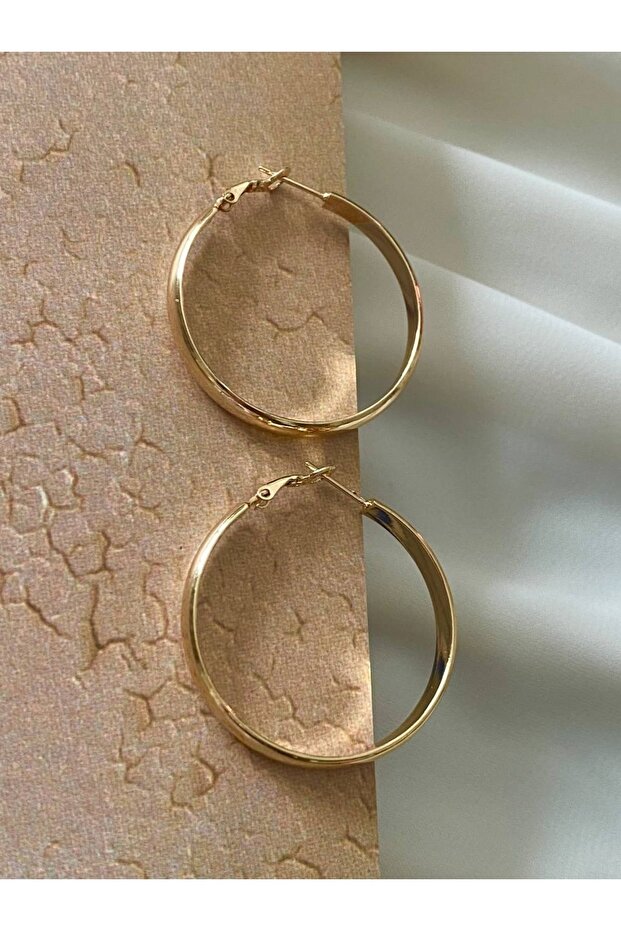 Vip Steel Gold Color Antiallergic Thick Hoop Earrings Width 3.5 CmThickness 5 Mm