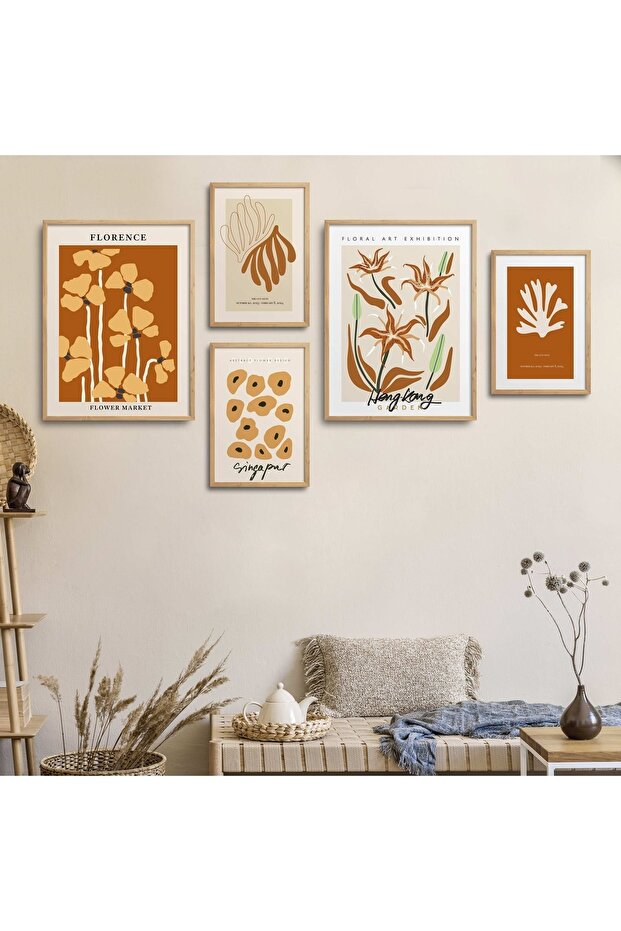 Natural Wooden Framed 5-Piece Painting Set Five-029