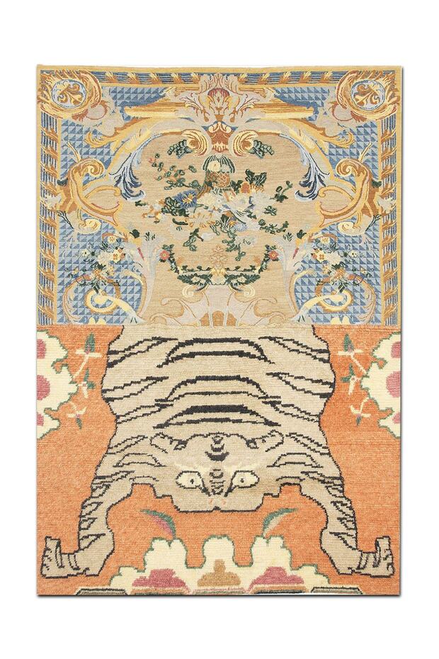 Mira 1152 Tiger Figured Patchwork Patterned Woven Base Carpet