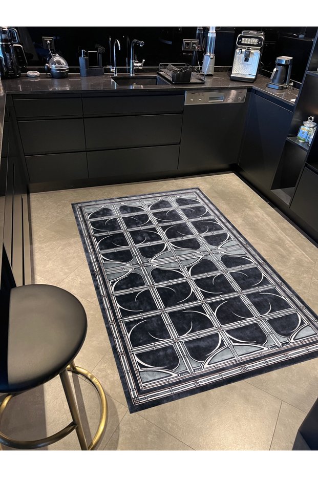 Mira 1072 Geometric Pattern Gray Woven Base Carpet