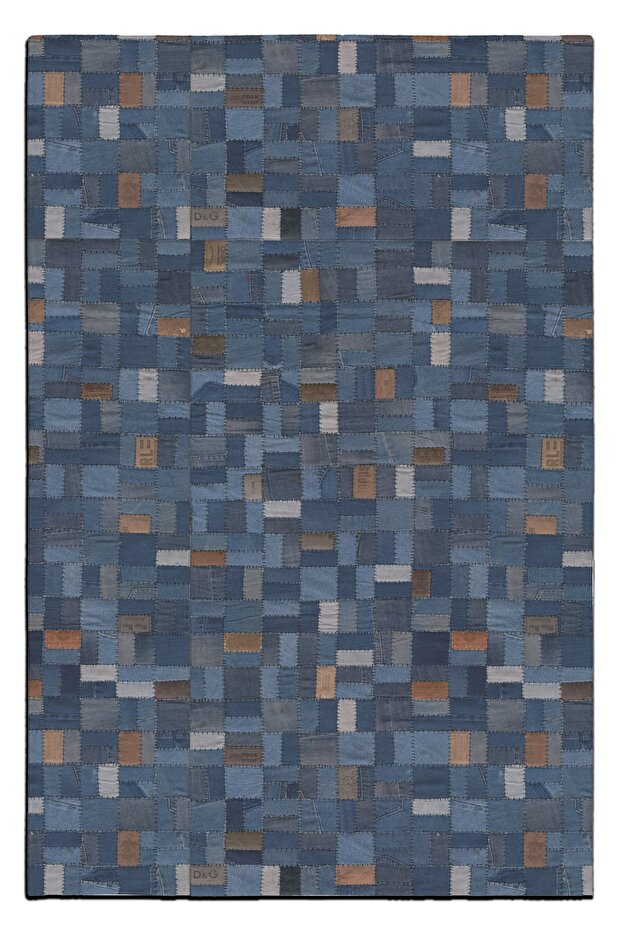 Mira 943 Jean Patterned Jeans and Patchwork Look Woven Base Carpet