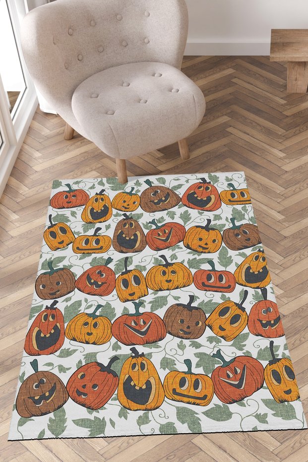 Mira 898 Halloween Halloween Themed Pumpkin Figured Carpet
