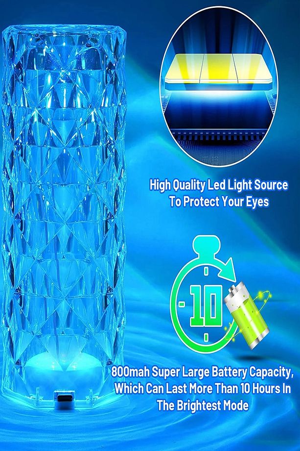 Masa Lambası Şarjlı Masa Lambası Kristal Elmas Led Dokunmatik Sensör Usb Şarjlı - 5