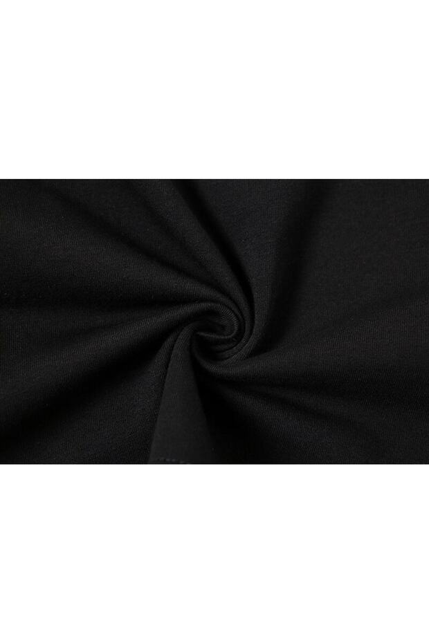 Dompuleri Moda Kuromi Baskılı Ters Dikiş Siyah Crop - 4
