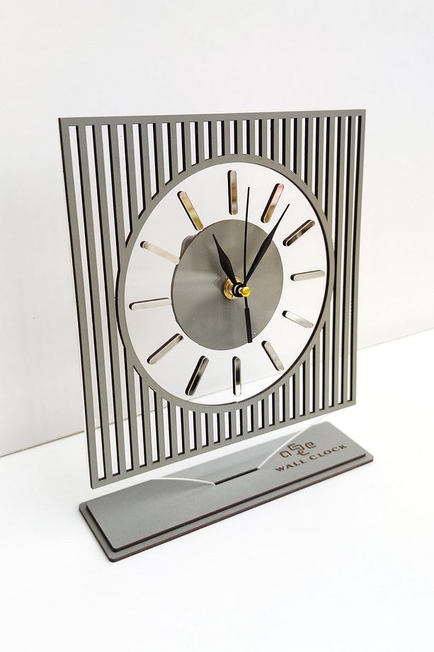Long Line Mirrored Desk Clock ( Masa Saati 20x24 ) Sessiz Mekanizma - 2