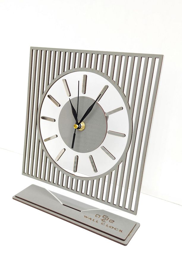 Long Line Mirrored Desk Clock ( Masa Saati 20x24 ) Sessiz Mekanizma - 3