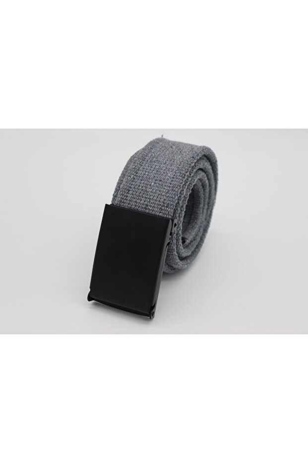 Unisex Gray Tactical Sport Canvas Belt with Black Buckle