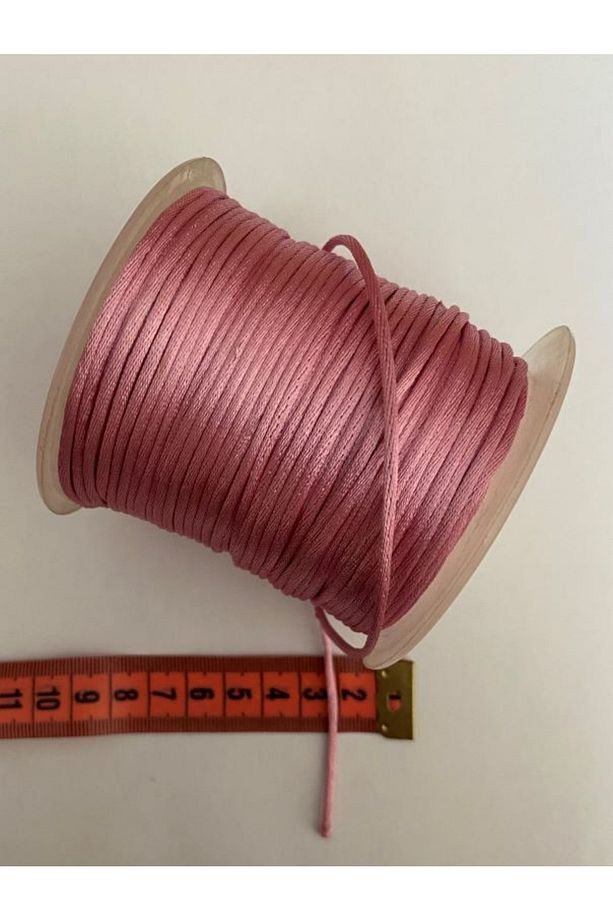 Floş Ip Sıçan Kuyruğu Bileklik Takı Ipi 2 Mm X 10 Metre Bağ Halinde. Gül Kurusu. – Örgü Ipi - 1