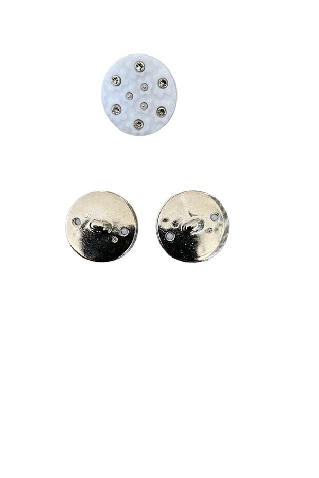 24 White Knobs with Shiny Stones - 3