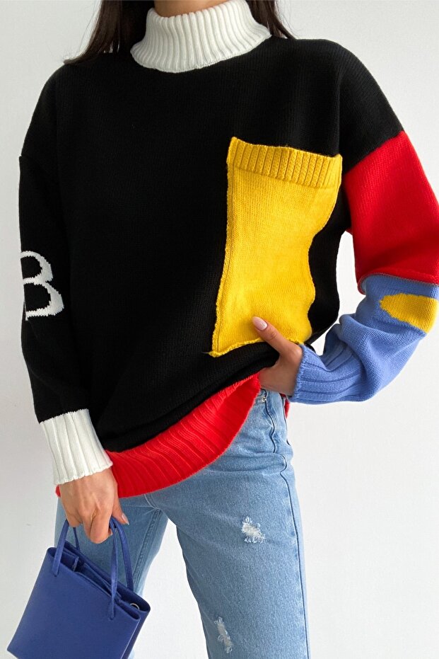 Women's Design Standard Size Turtleneck Oversize Knitwear Sweater