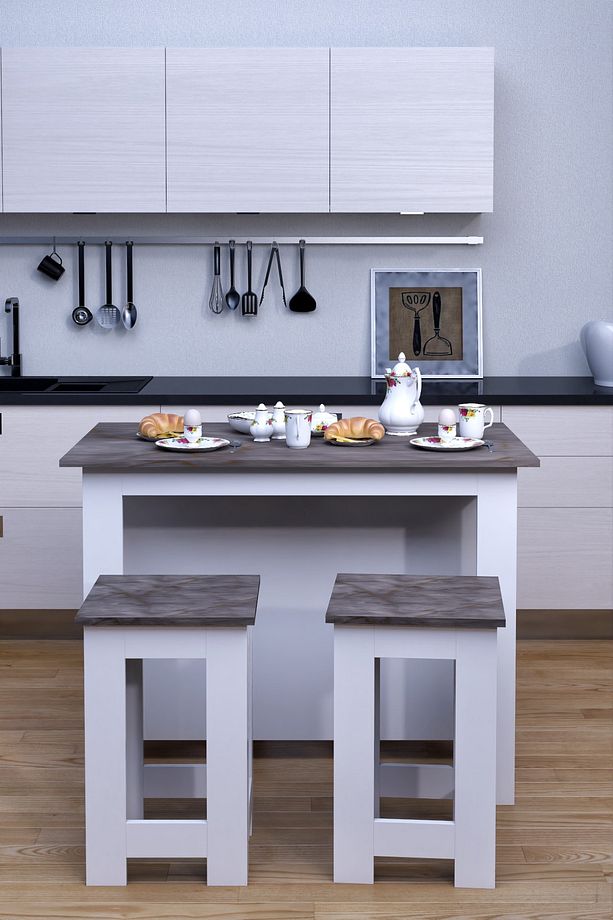 Mokapark Mutfak Yemek Masası 4 Tabureli Çok Amaçlı Kullanımlı Ada1232 - 1