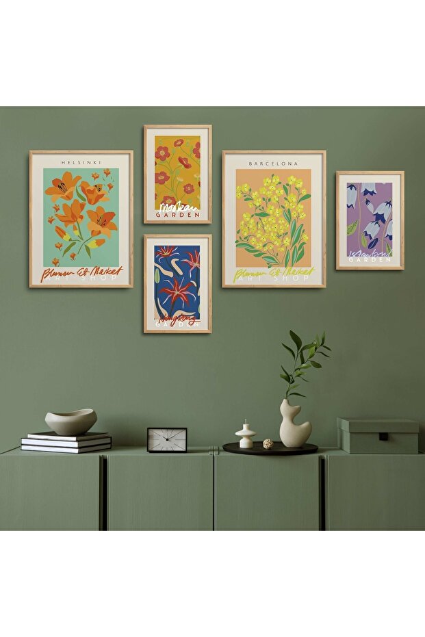 Natural Wooden Framed 5-Piece Painting Set Five-007