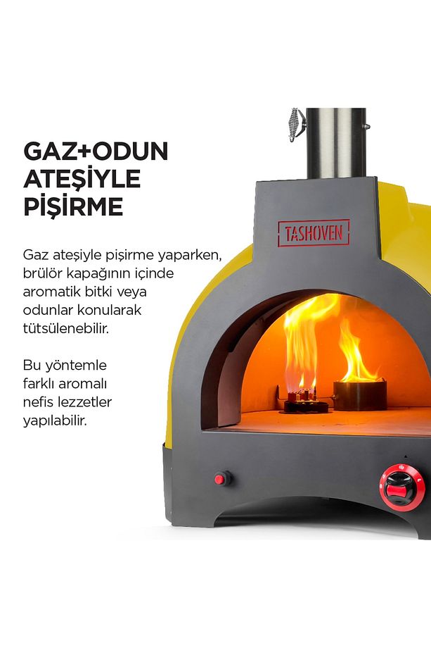 Hybrid 66 Gazlı Ve Odun Ateşli Taş Fırın - Sarı - Pizza, Pide, Lahmacun, Ekmek, Güveç Taşfırını - 4