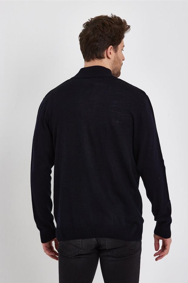 Yarım Balıkçı Yaka Fermuarlı Hırka (e22-5717) - 5