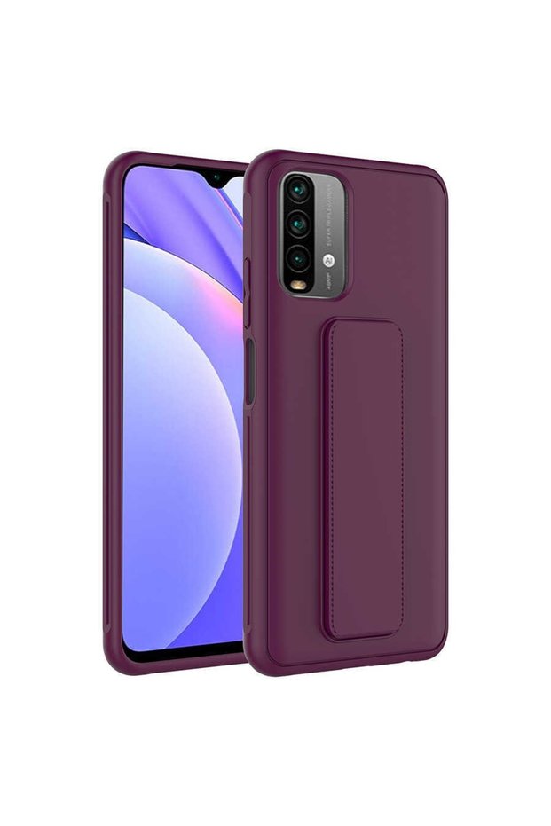 جراب Xiaomi Redmi Note 10s مصنوع من السيليكون ذو سطح أملس مع حامل مغناطيسي