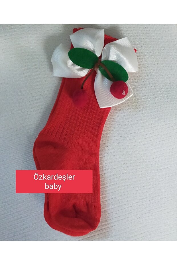 Baby Knee Socks with Bow and Cherry
