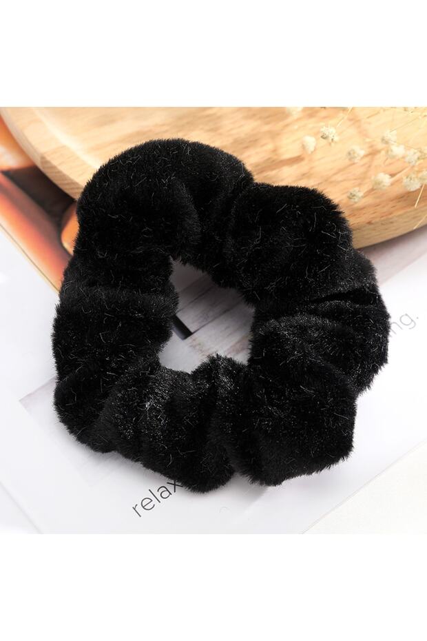 Peluş Simit Toka Tüylü Scrunchie - 1