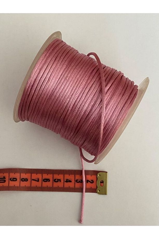 Floş Ip Sıçan Kuyruğu Bileklik Takı Ipi 2 Mm X 10 Metre Bağ Halinde. Gül Kurusu. – Örgü Ipi - 3