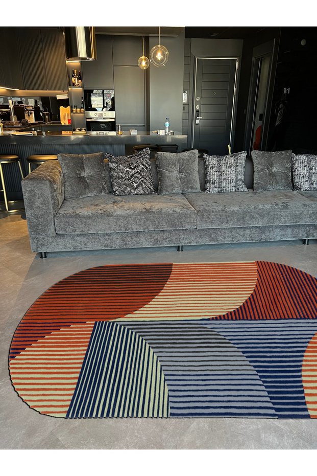 Mira 1106 Minimalist and Geometric European Style Multi-Colored Woven Base Carpet
