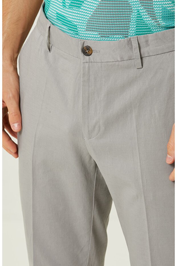 Gri Düz Paça Pantolon - 4