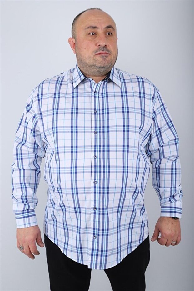 Large Size Men's Shirt Milagro 23371 Cobalt Blue