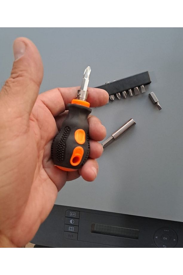 Tombul Kısa Tornavida 1/4 Hex 2 Yönlü Yıldız Düz Bits Uç 2 Parça Set - 6