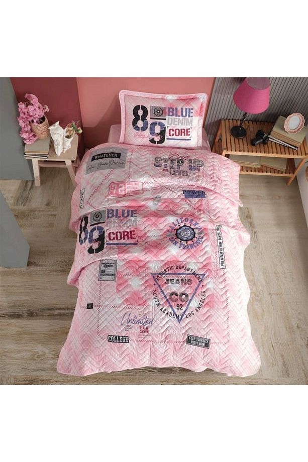 Tek Kişilik Yatak Örtüsü Denım Pembe - 1