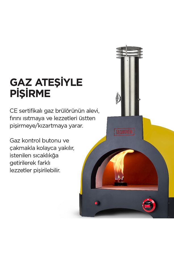 Hybrid 66 Gazlı Ve Odun Ateşli Taş Fırın - Sarı - Pizza, Pide, Lahmacun, Ekmek, Güveç Taşfırını - 2
