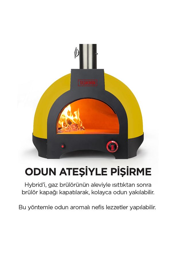 Hybrid 66 Gazlı Ve Odun Ateşli Taş Fırın - Sarı - Pizza, Pide, Lahmacun, Ekmek, Güveç Taşfırını - 3