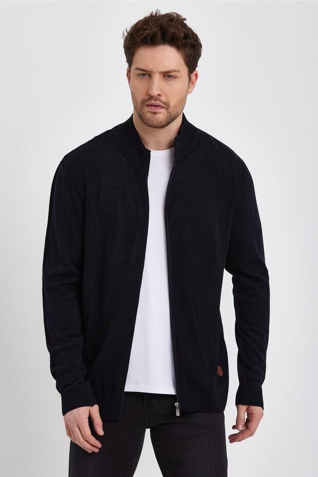 Yarım Balıkçı Yaka Fermuarlı Hırka (e22-5717) - 1