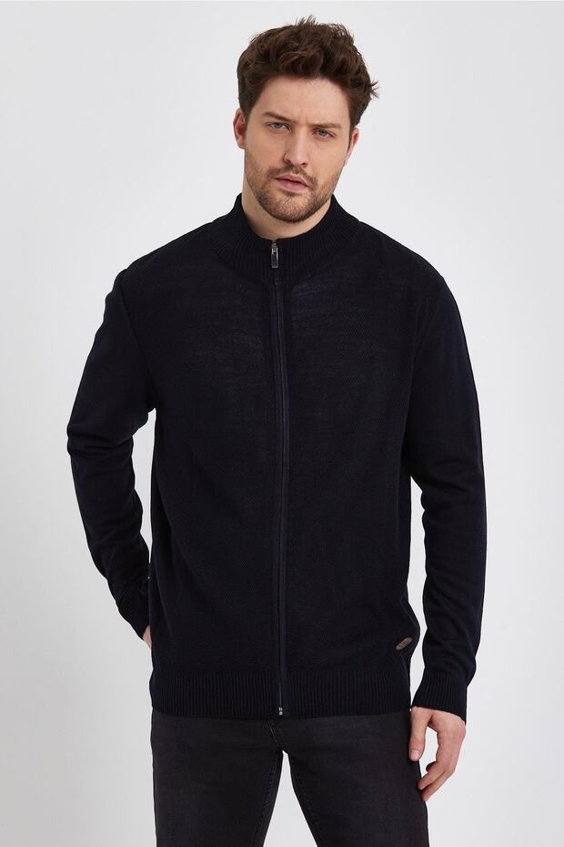 Yarım Balıkçı Yaka Fermuarlı Hırka (e22-5717) - 2