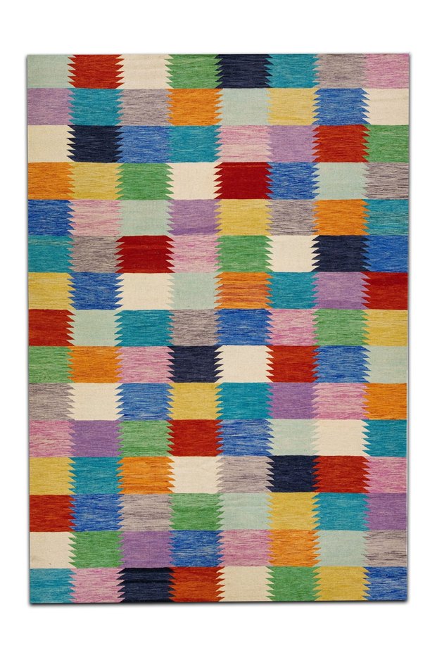 Mira 1164 Multicolored Patchwork Themed Decorative Woven Base Carpet