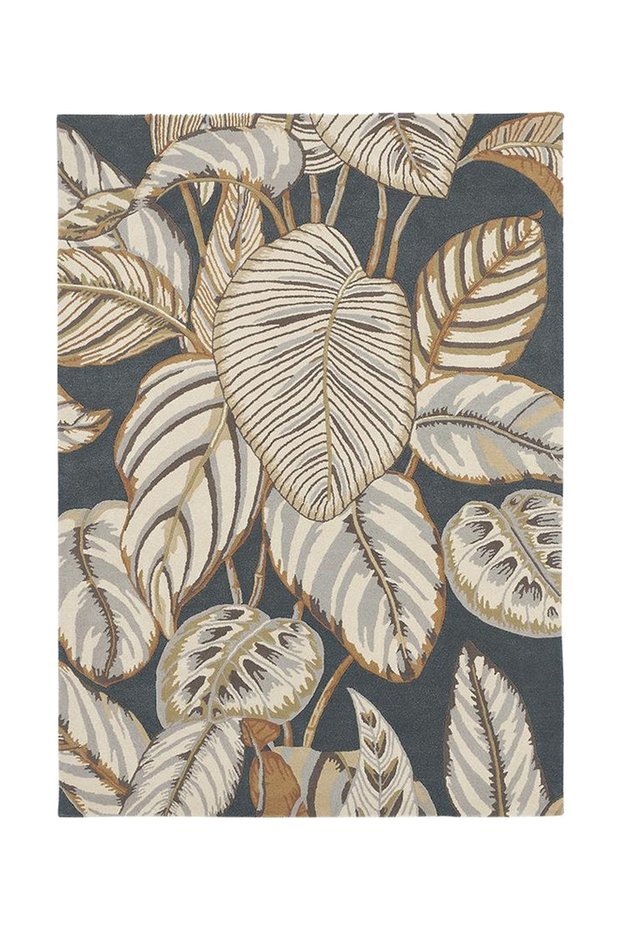 Mira 1111 Botanical Themed Gray Yellow Woven Base Carpet