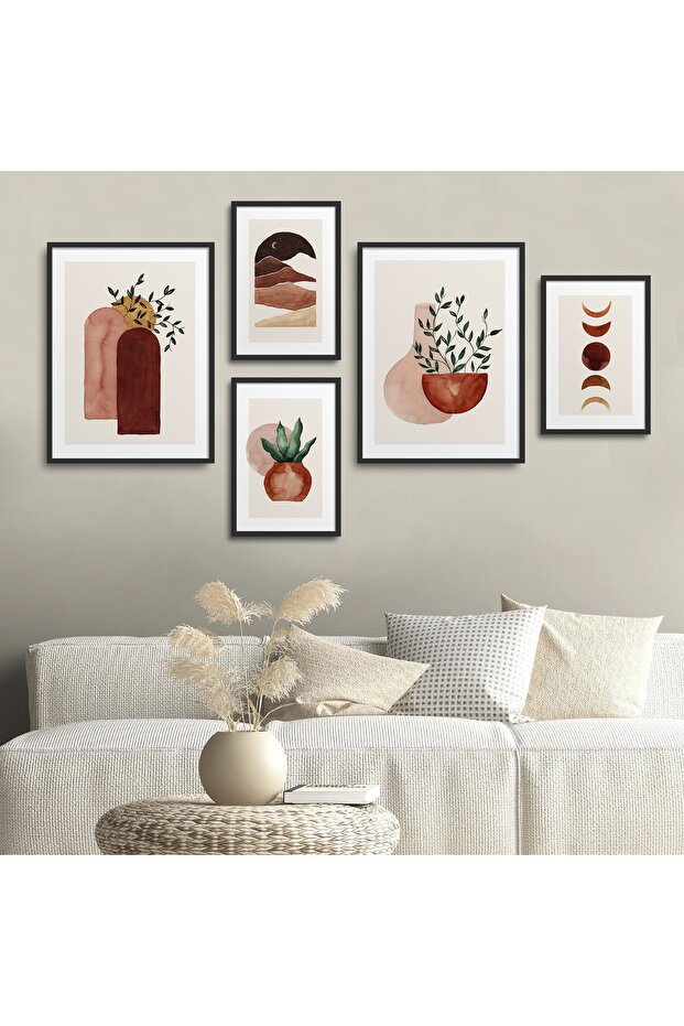 Black Laminated Frame 5-Piece Painting Set Five-Piece-045