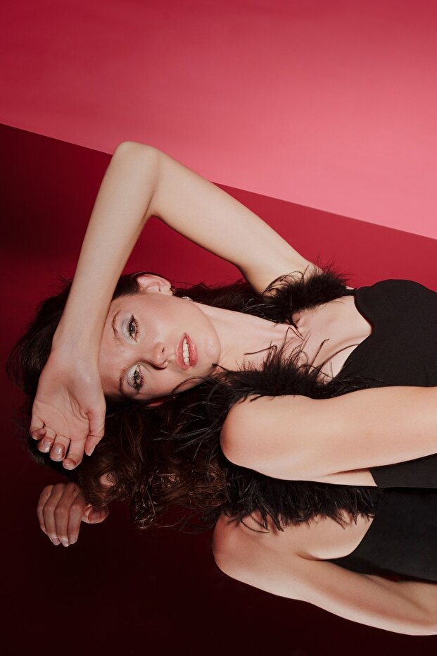 Askıları Tüylü Siyah Tulum Otriş Beatrıx Aura Jumpsuıt - 4