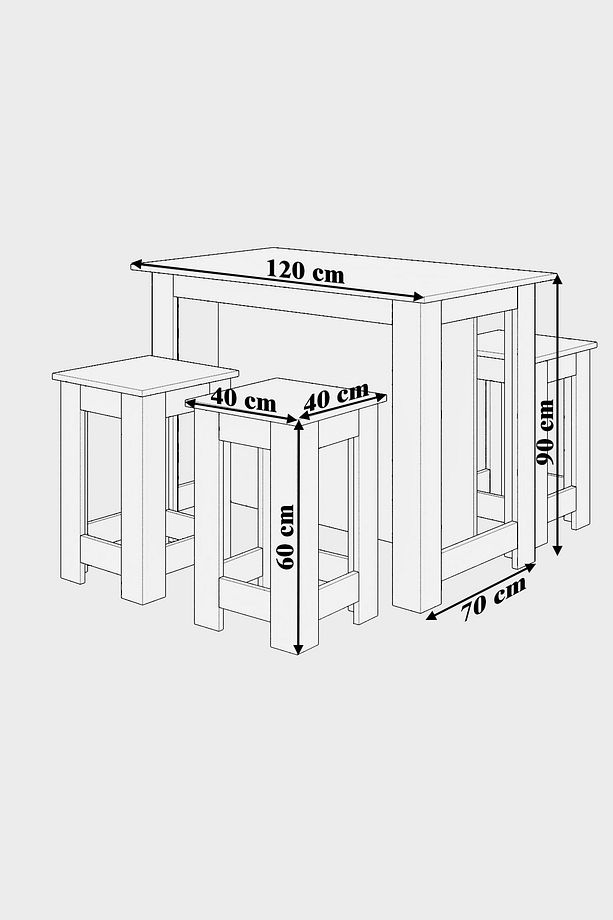 Mokapark Mutfak Yemek Masası 4 Tabureli Çok Amaçlı Kullanımlı Ada1232 - 4