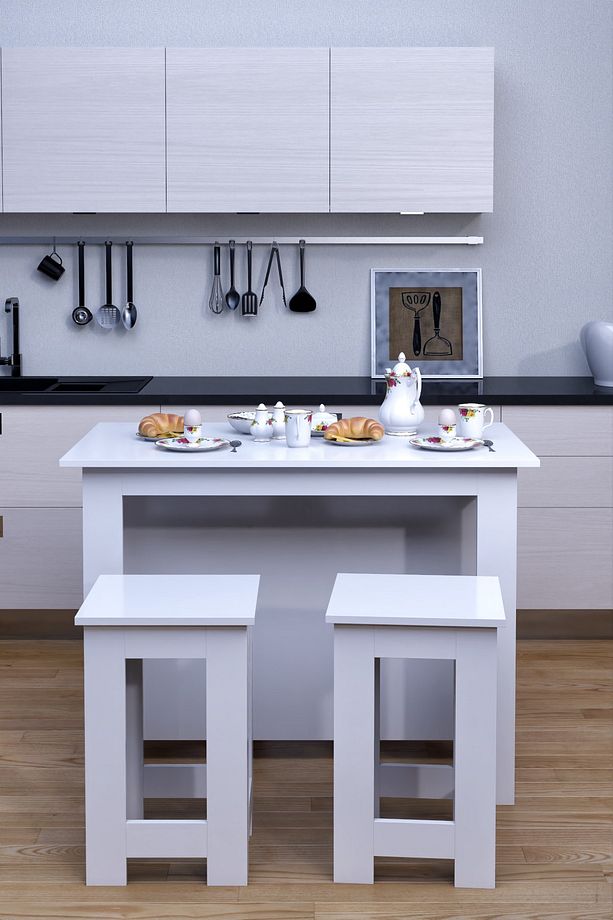 Mokapark Mutfak Yemek Masası 4 Tabureli Çok Amaçlı Kullanımlı Ada1232 - 1