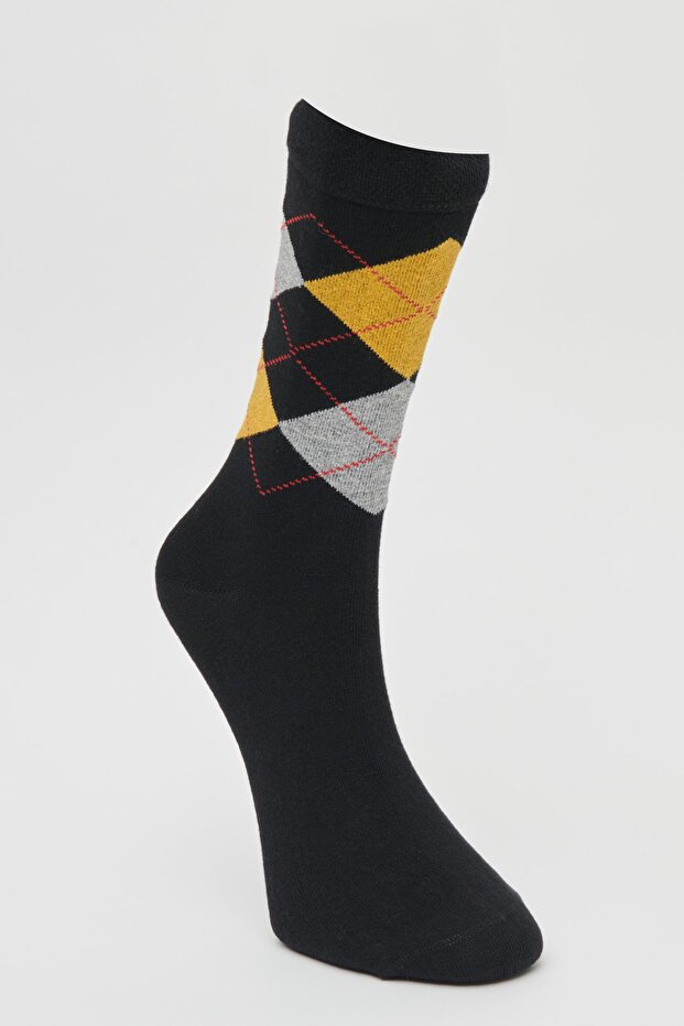 Men's Black-gray Patterned Socks - 1