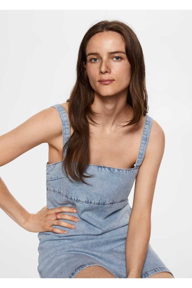 Lyocell Denim Elbise - 6