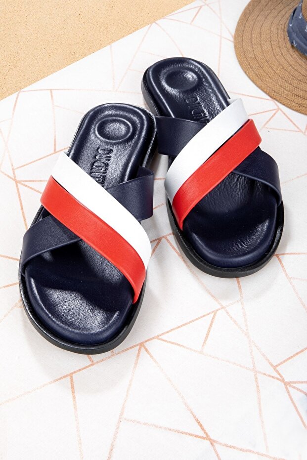 Bande Genuine Leather Men's Slippers, Genuine Leather Slippers, Orthopedic Sole Slippers, Leather Slippers