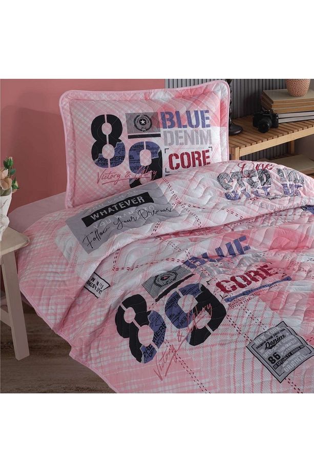 Tek Kişilik Yatak Örtüsü Denım Pembe - 3