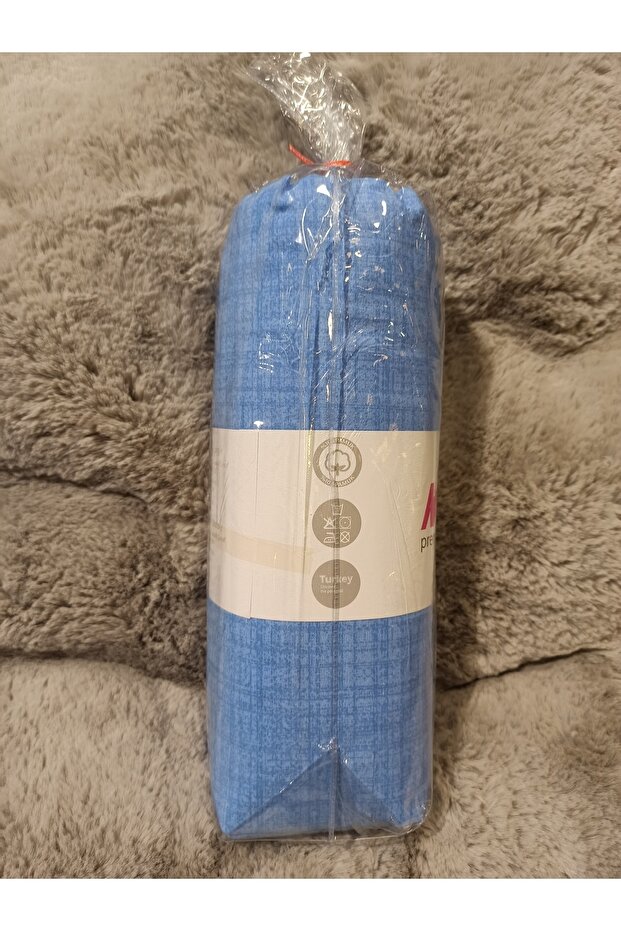 Cotton Double Fitted (Elastic) Sheet with 2 Pillowcases 160X200 cm - Dark Blue