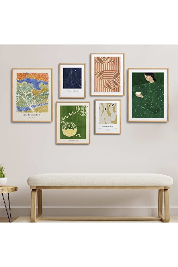 Natural Wooden Framed 6-Piece Painting Set Six-007