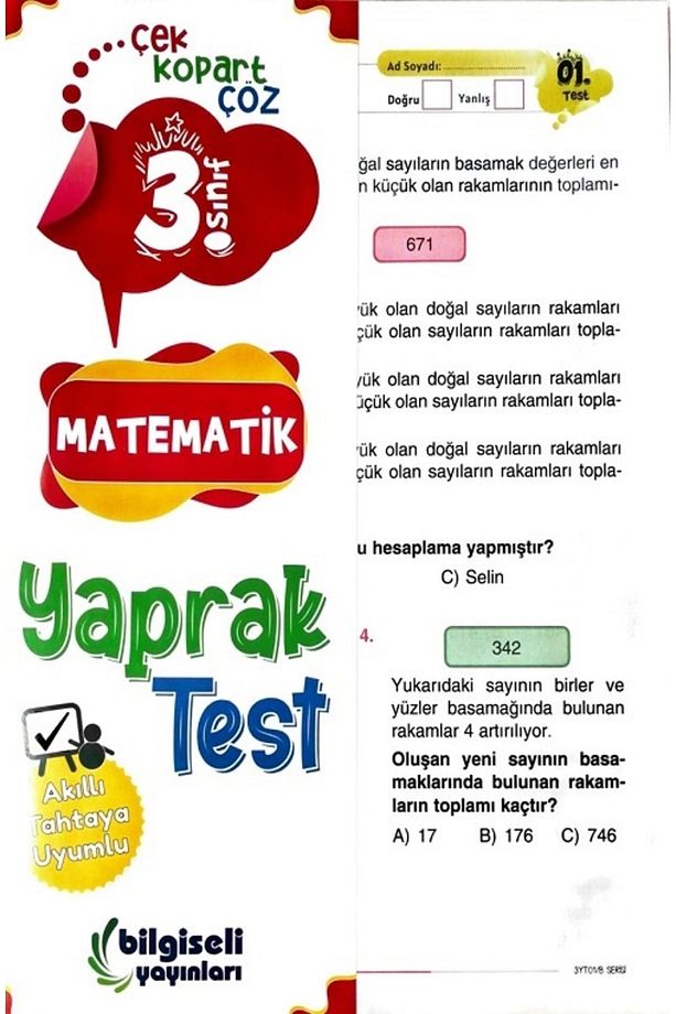 3.sınıf Bilgiseli Matematik Yaprak Test - 2