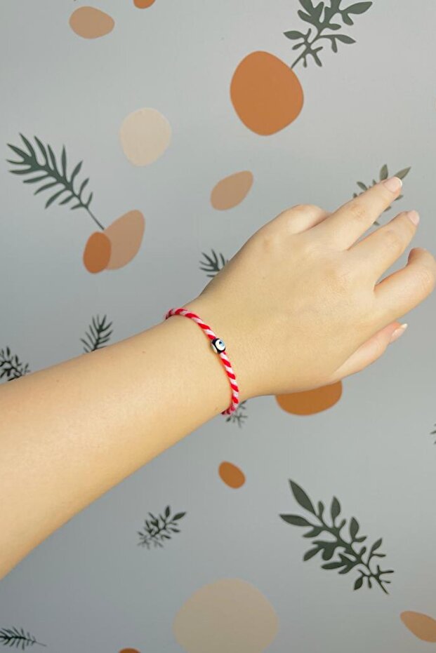Marteniçka Red White Thread Evil Eye Beaded Lucky Thread 10 Pieces Mart Thread Bracelet Gift Henna Bright