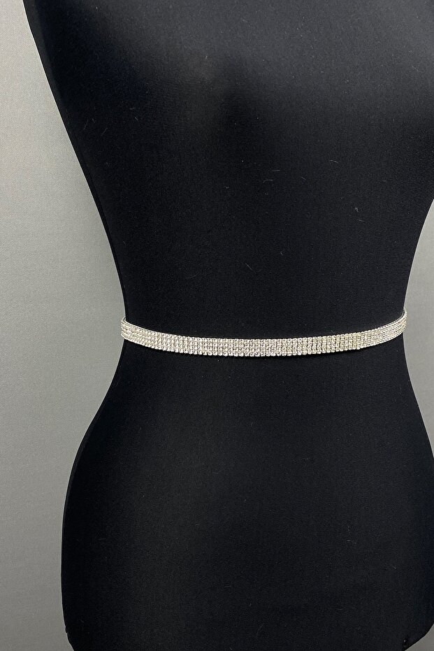 Handmade Belt Silver Stone Thin Dress Accessory Waist Belt – Belt, Stylish Design, Women's Accessory