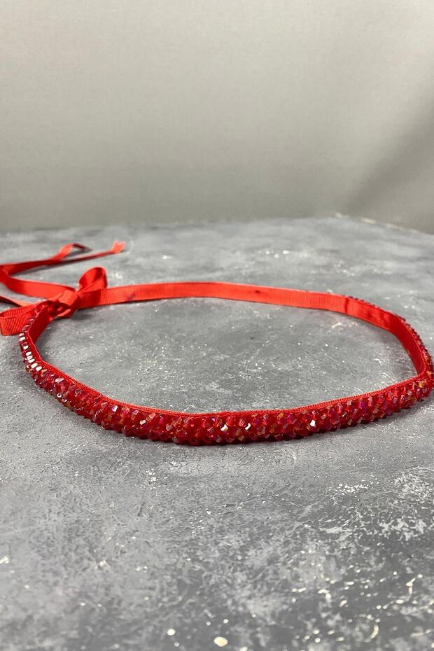 Handmade Belt Red Crystal Beaded Evening Dress Belt Accessory – Belt, Stylish Design