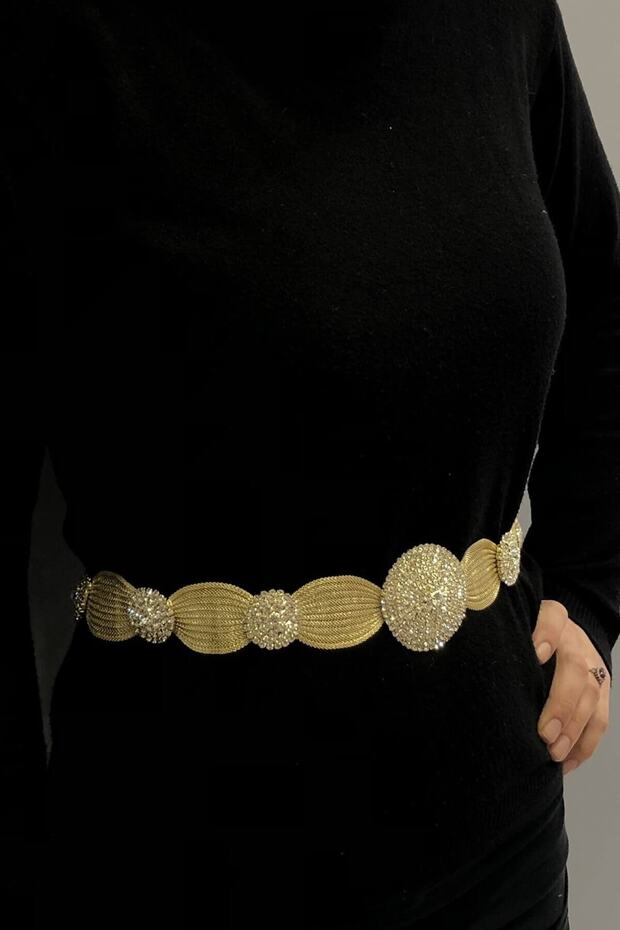 Yellow Straw Stone Albanian Baggy Belt – Special Design, Accessory, Quality Production, Eye-Catching Style