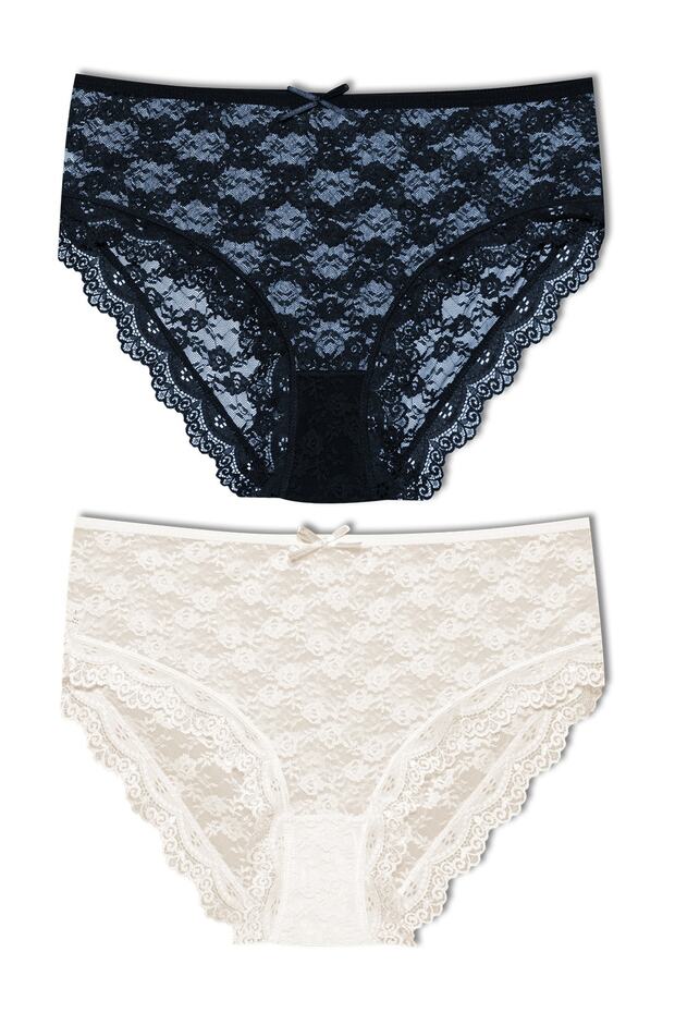 2-Piece Lace High Waist Plus Size Women's Panties